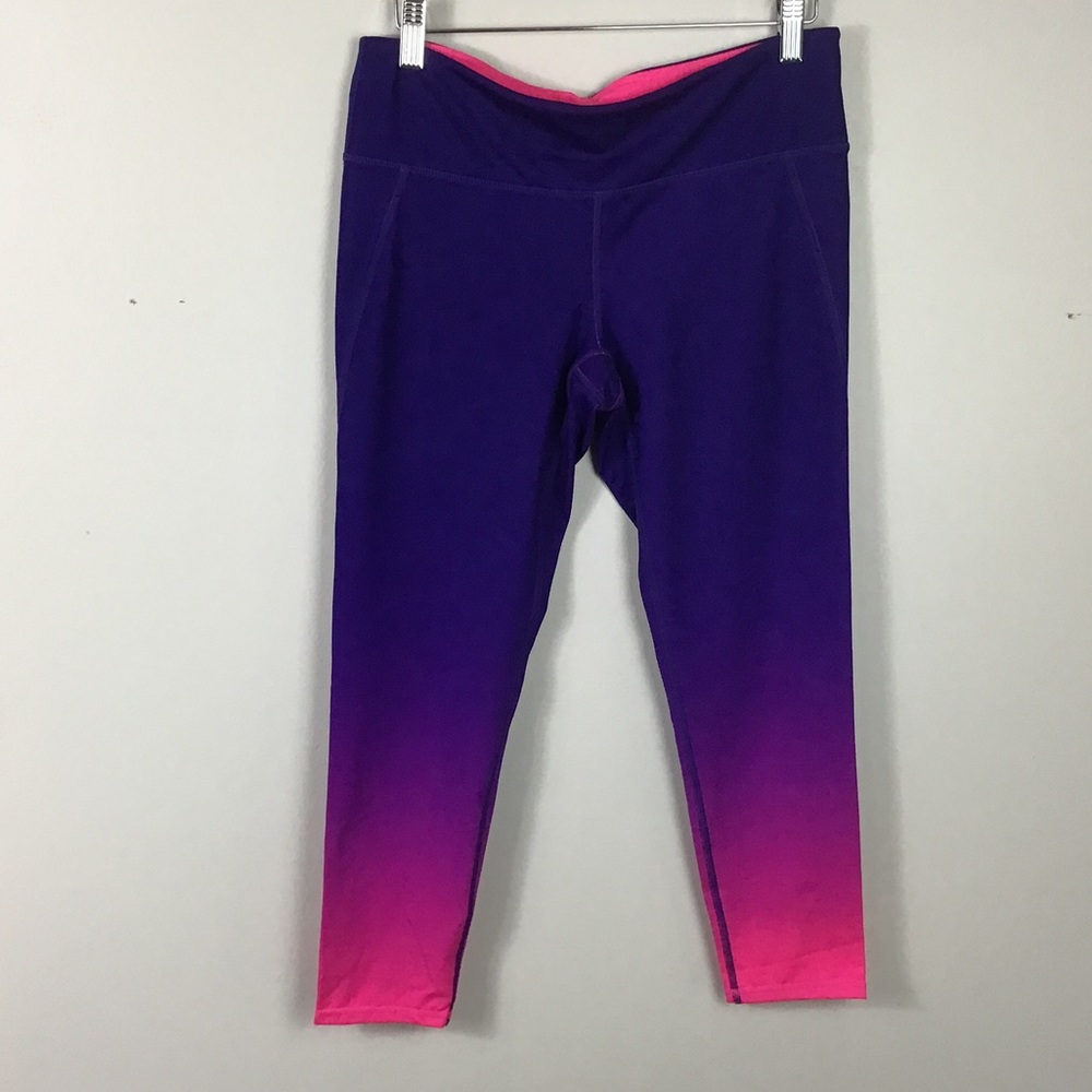 Gapfit Gap 3/4 length mid rise athletic leggings purple pink ombré size medium